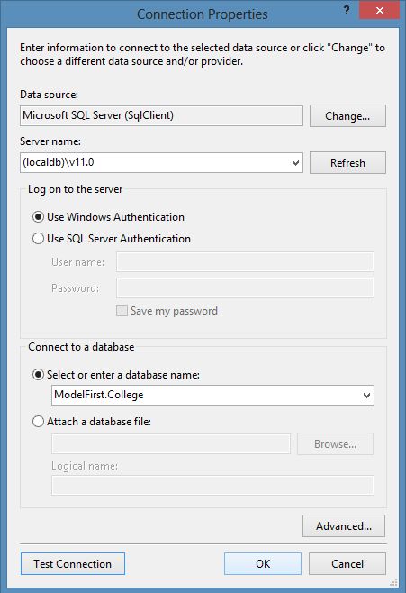 Add Connection with LocalDb
